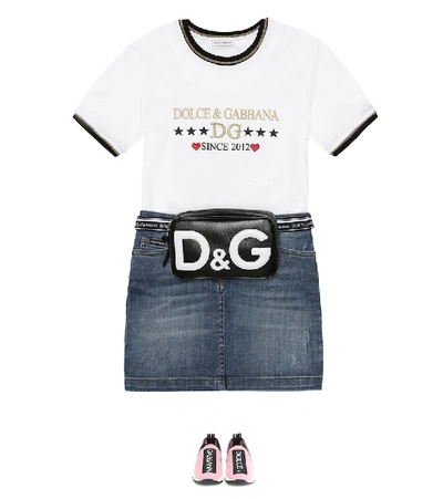 Shop Dolce & Gabbana Leather-trim Logo Belt Bag In Black