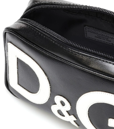 Shop Dolce & Gabbana Leather-trim Logo Belt Bag In Black