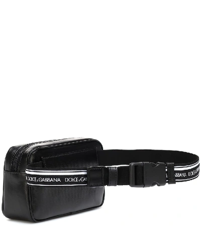 Shop Dolce & Gabbana Leather-trim Logo Belt Bag In Black