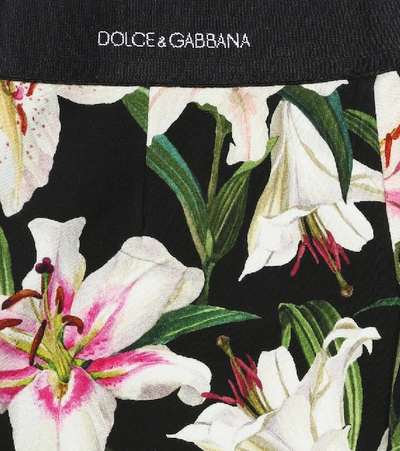 Shop Dolce & Gabbana Floral Stretch-cotton Leggings In Black