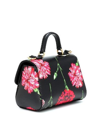 Shop Dolce & Gabbana Floral Leather Shoulder Bag In Black