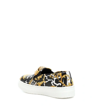 Shop Versace Printed Leather Sneakers In Multicoloured