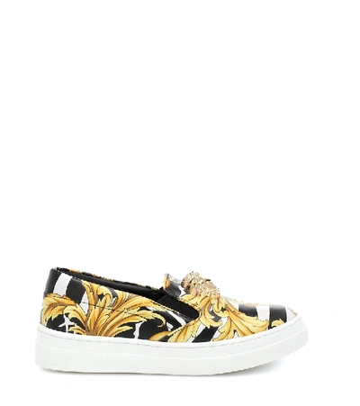 Shop Versace Printed Leather Sneakers In Multicoloured