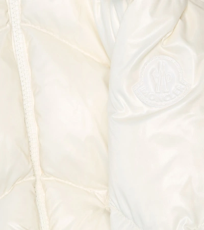 Shop Moncler Fur-trimmed Down Coat In White