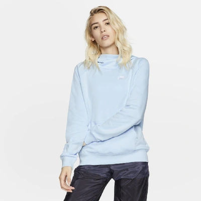 Shop Nike Sportswear Essential Women's Funnel-neck Fleece Pullover Hoodie In Celestine Blue