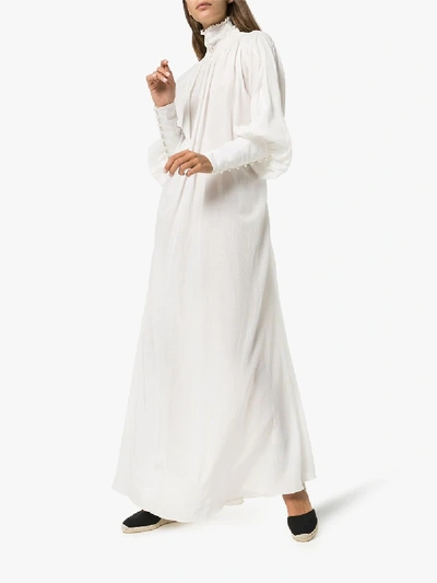 Shop Masterpeace High Neck Gathered Maxi Dress In White