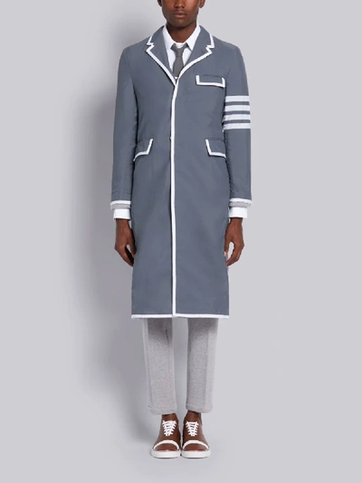 Shop Thom Browne Medium Grey Unconstructed Contrastig 4-bar Overcoat