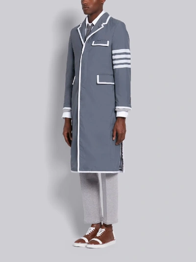 Shop Thom Browne Medium Grey Unconstructed Contrastig 4-bar Overcoat