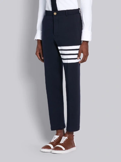 Shop Thom Browne Navy Classic Loop Back Chino Trouser In Blue