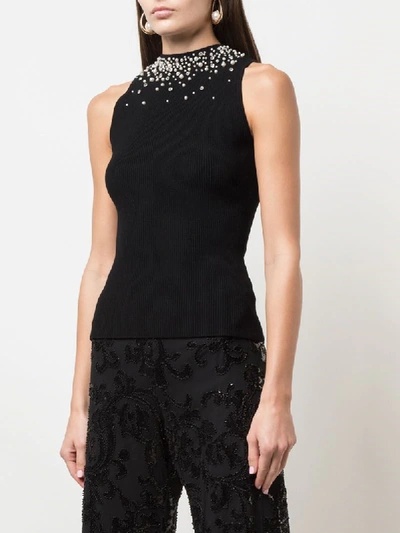 Shop Milly Embellished Fitted Top In Black