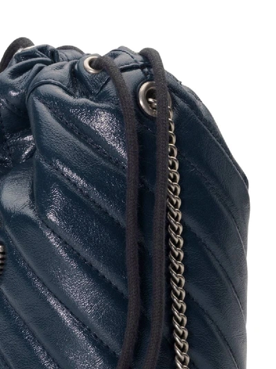 Shop Gucci Mini Gg Marmont Bucket Bag In Blue