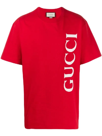 Shop Gucci Logo Print T In Red