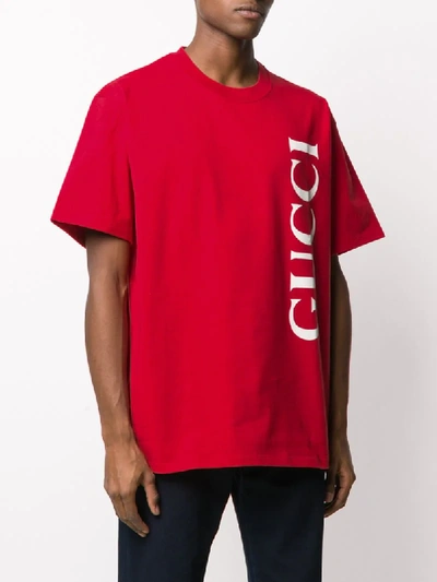 Shop Gucci Logo Print T In Red