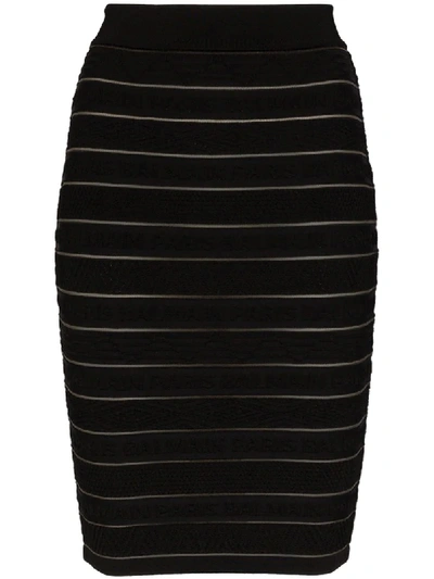 Shop Balmain Stretch-knit Skirt In Black