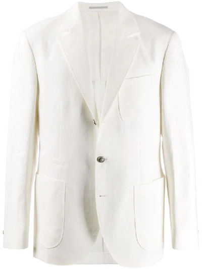 Shop Brunello Cucinelli Single-breasted Linen Blazer In White