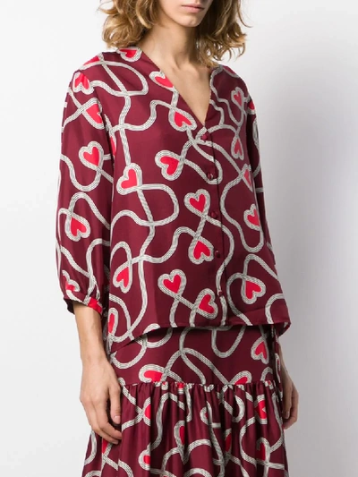 Shop Chinti & Parker Heart Print Blouse In Red