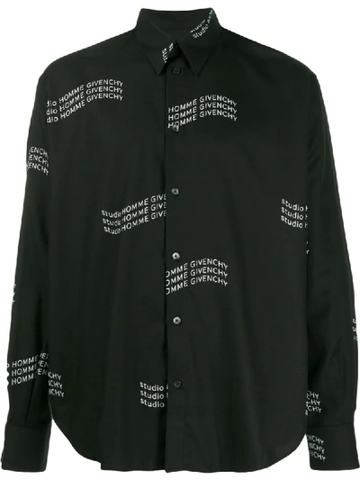 Shop Givenchy Wave Logo Shirt In Black