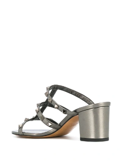 Shop Valentino Rockstud 60mm Sandals In Metallic