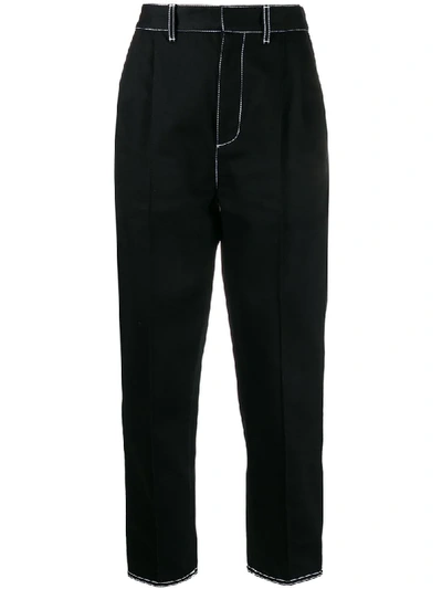 Shop Alexander Mcqueen Buckled Detail Straight Trousers In Black