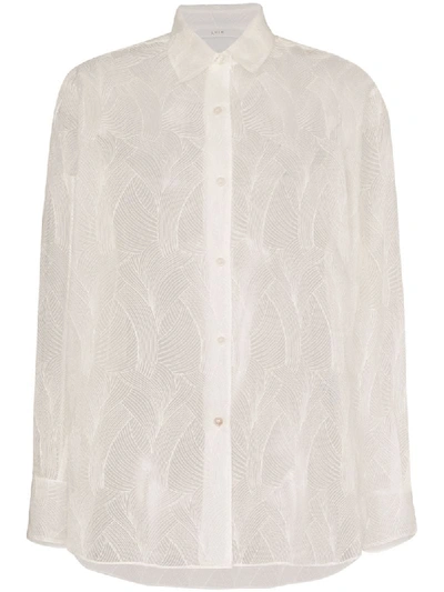 Shop Lvir Sheer Lace Shirt In White