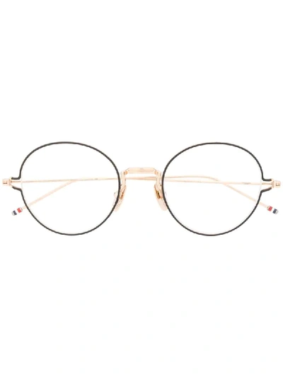 Shop Thom Browne Round Frame Glasses In Gold