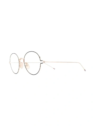 Shop Thom Browne Round Frame Glasses In Gold