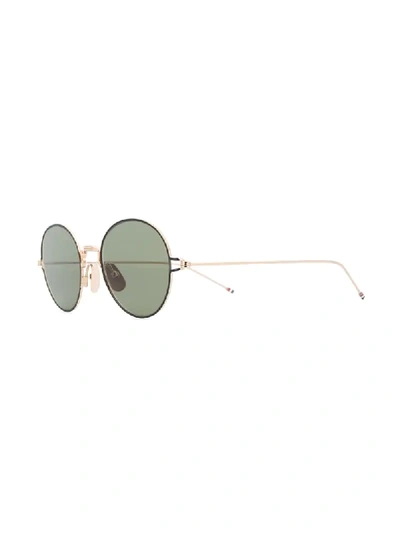 Shop Thom Browne Round Frame Sunglasses In Gold