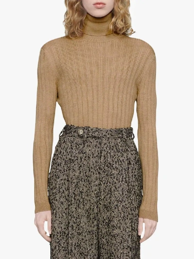 Shop Gucci Fine Cable-knit Jumper In Neutrals