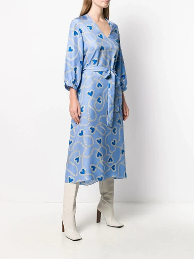 Shop Chinti & Parker Silk Heart-print Dress In Blue