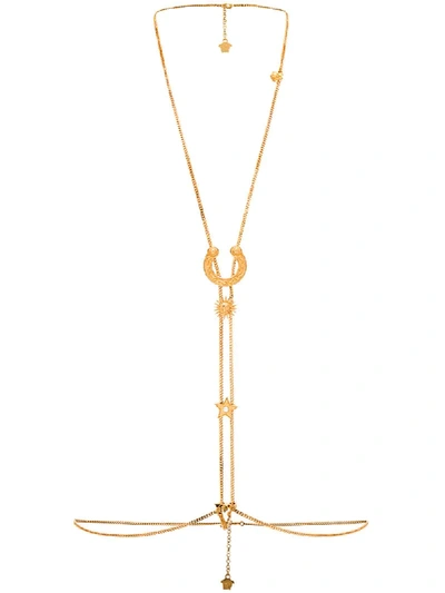Shop Versace Western Charm Body Necklace In Gold