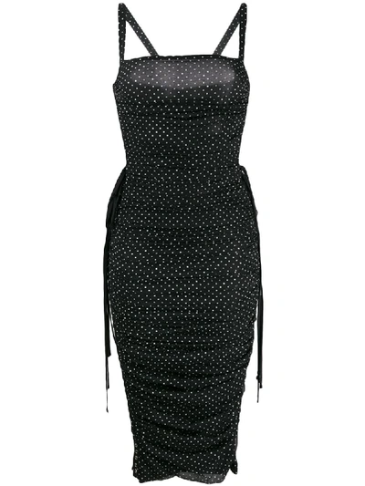 Shop Dolce & Gabbana Polka Dot Midi-dress In Black