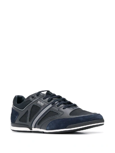 Shop Hugo Boss Panelled Low-top Sneakers In Blue