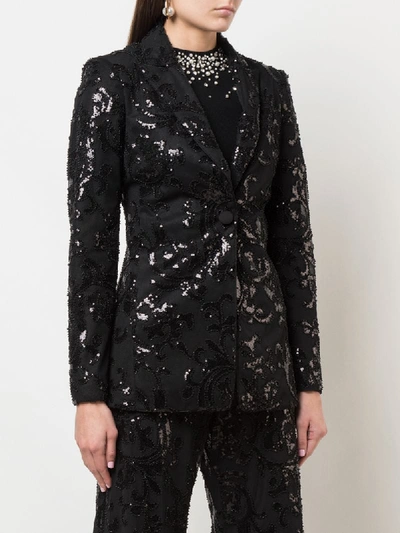 Shop Alexis Embroidered Fitted Blazer In Black