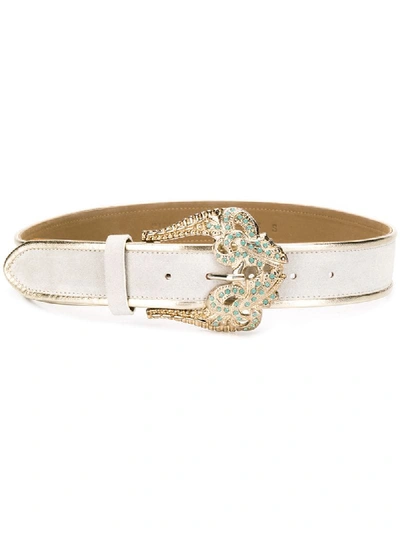 Shop Pinko Baroque Buckle Belt In White