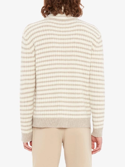 Shop Jw Anderson Striped Zip-up Knitted Jumper In Neutrals