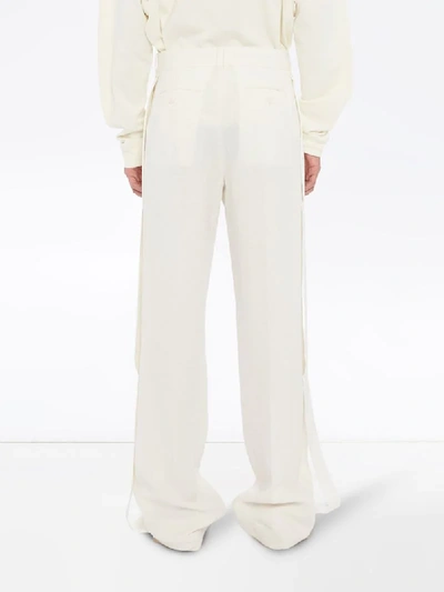 Shop Jw Anderson Side Stripe Wide-leg Trousers In White