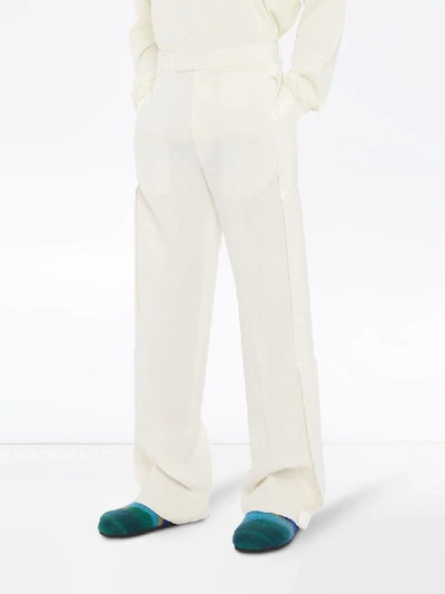 Shop Jw Anderson Side Stripe Wide-leg Trousers In White