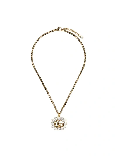 Shop Gucci Gold-plated Crystal-embellished Necklace