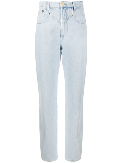 Shop Alberta Ferretti High-waisted Straight Leg Jeans In Blue