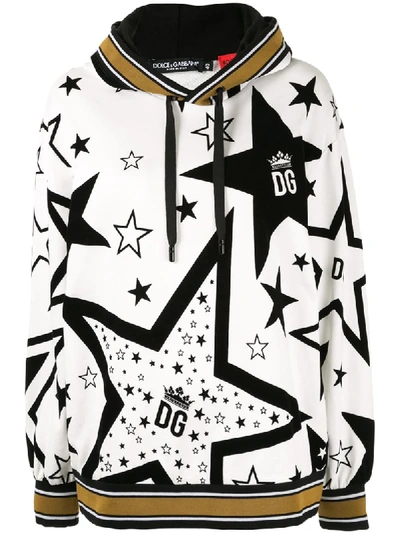 Shop Dolce & Gabbana Millennials Star Print Hoodie In White