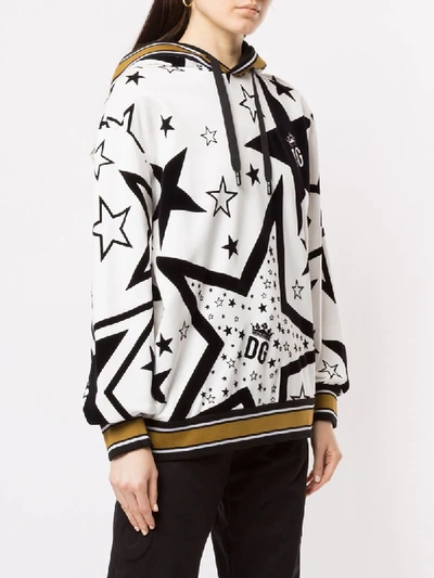 Shop Dolce & Gabbana Millennials Star Print Hoodie In White