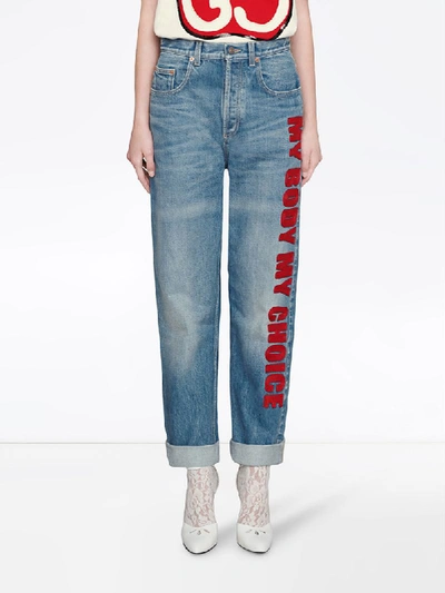 Shop Gucci My Body My Choice Jeans In Blue