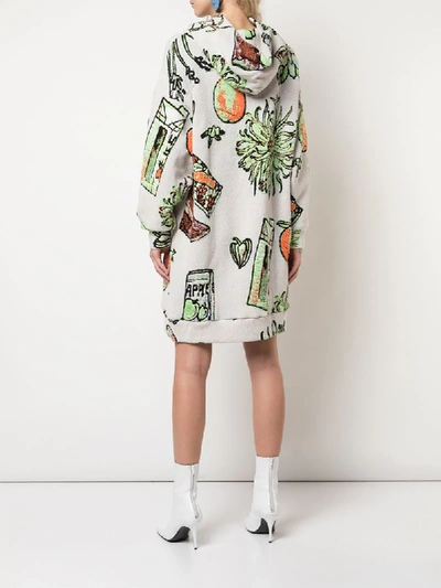 Shop Anntian Hoodie Knitted Dress In Multicolour