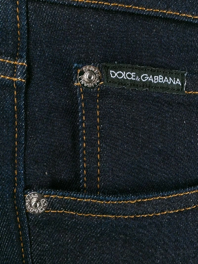 Shop Dolce & Gabbana Embroidered Logo Jeans In Blue