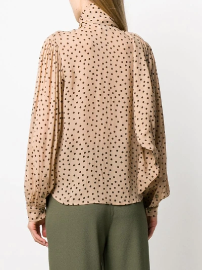 Shop Ganni Printed Georgette Shirt In Neutrals