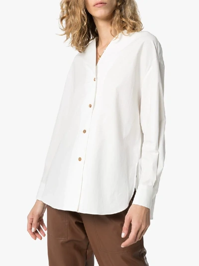 Shop Lvir V-neck Buttoned Shirt In White