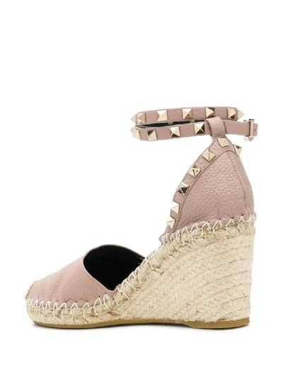 Shop Valentino Rockstud Wedge Espadrilles In Pink