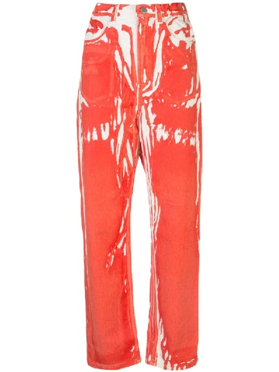 Shop Anntian High Rise Straight Leg Jeans In Red