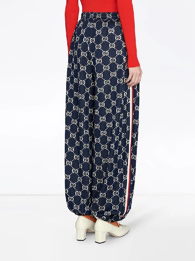 Shop Gucci Gg Jersey Track Trousers In Blue