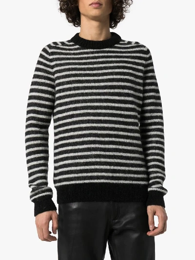 Shop Saint Laurent Horizontal-stripe Jumper In Black